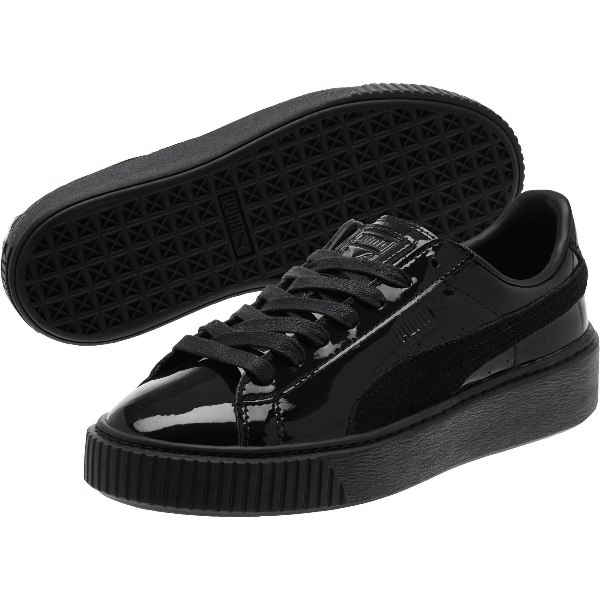puma basket black patent leather